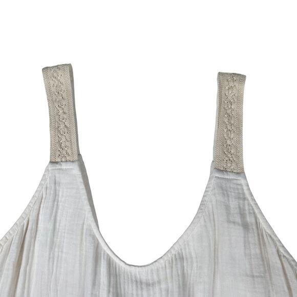 UpWest Plisse White Crochet Lace Detail Soft 100% Organic Cotton Maxi Dress M - Picture 8 of 16